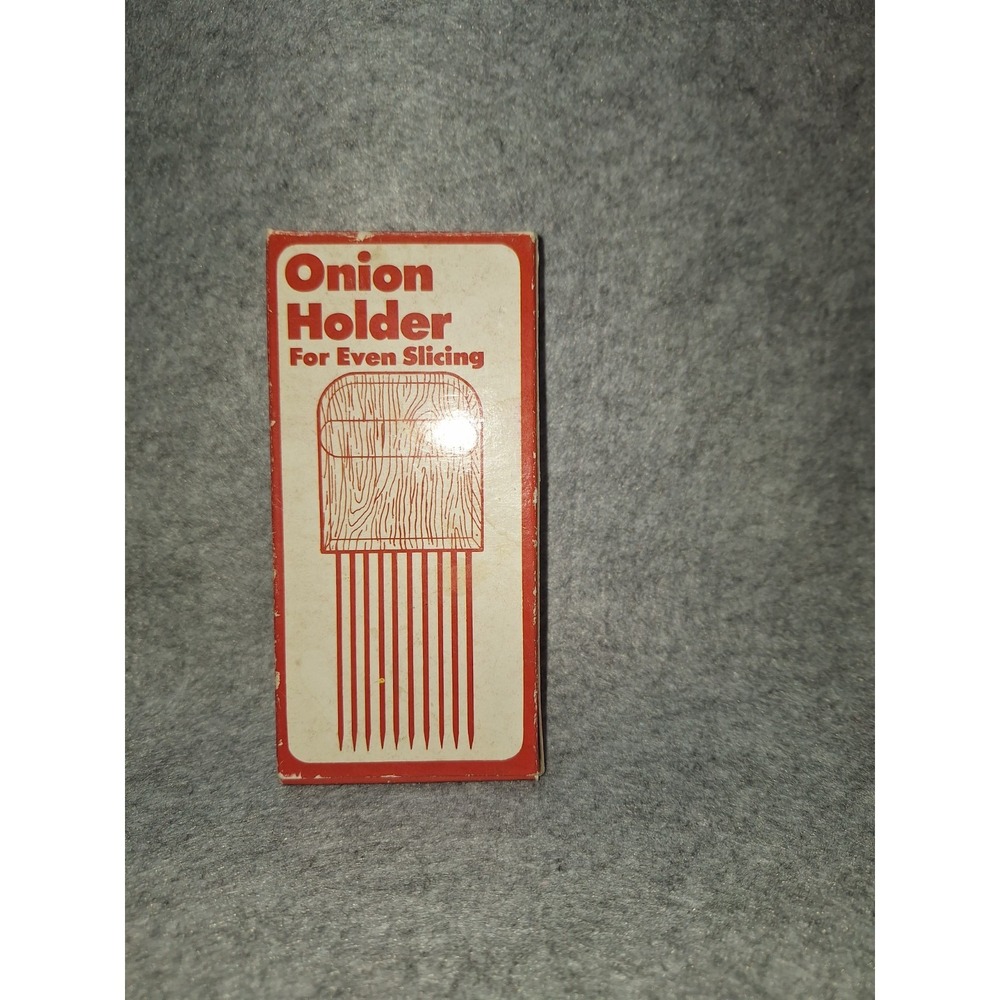 Vintage Onion Holder Tool Stainless Steel Wooden Handle New In Box Made Hongkong